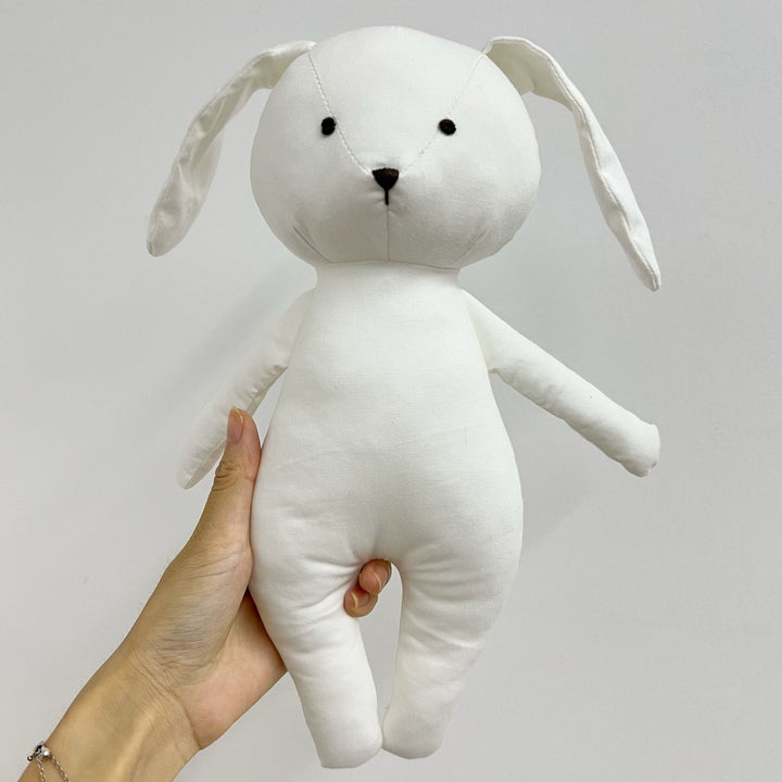 Soft Linen Bunny Doll Pair with Removable Vintage-Inspired Outfits