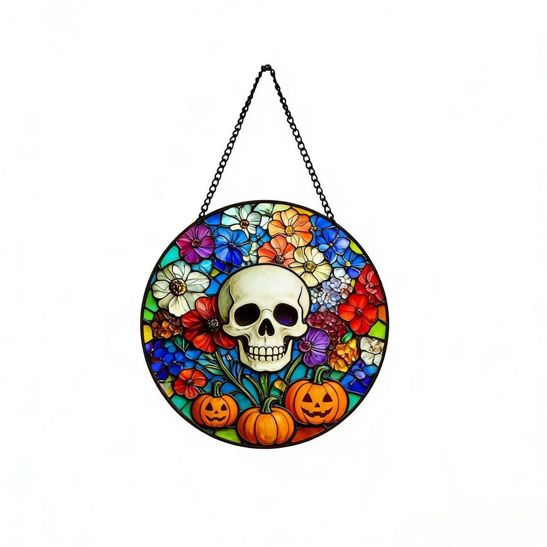 Decorative Skull Stained Glass Wall Art Stornfield