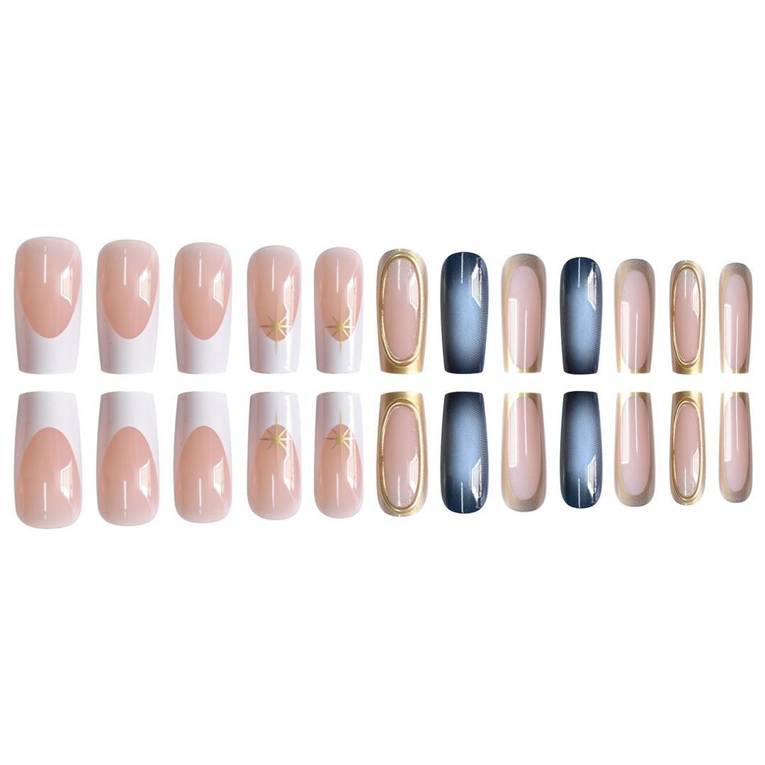 Elegant Ombre Press-On Nail Set with Gold Accents Stornfield