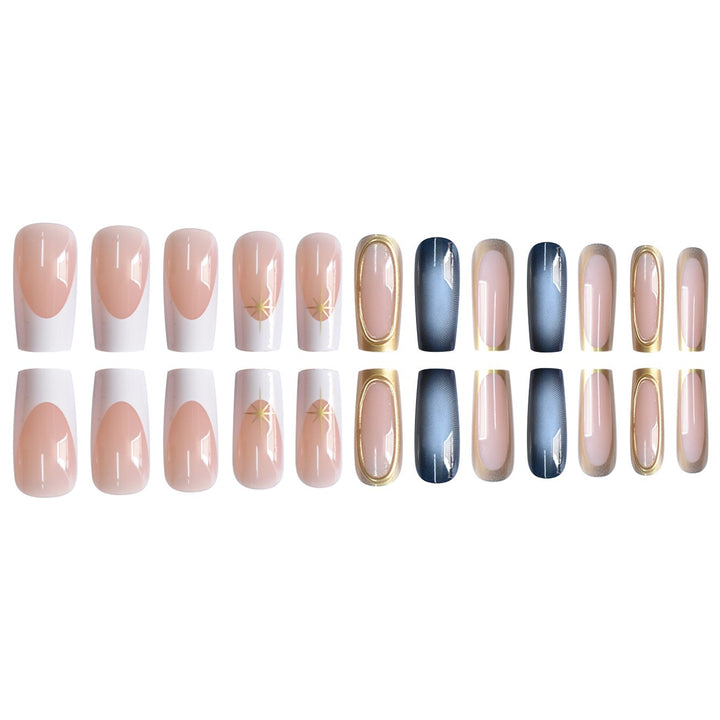 Elegant Ombre Press-On Nail Set with Gold Accents Stornfield