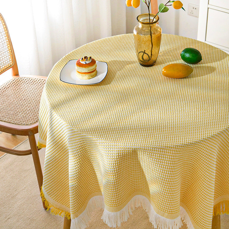 Stornfield | Modern Waffle Tablecloth, Knitted Lace Fabric Coffee Cloth, Round Tablecloth, Rectangular Tablecloth