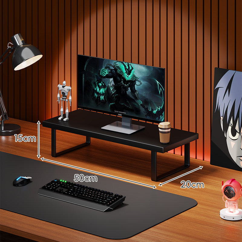 Wooden Monitor Riser Stand with Metal Frame and Cable Management