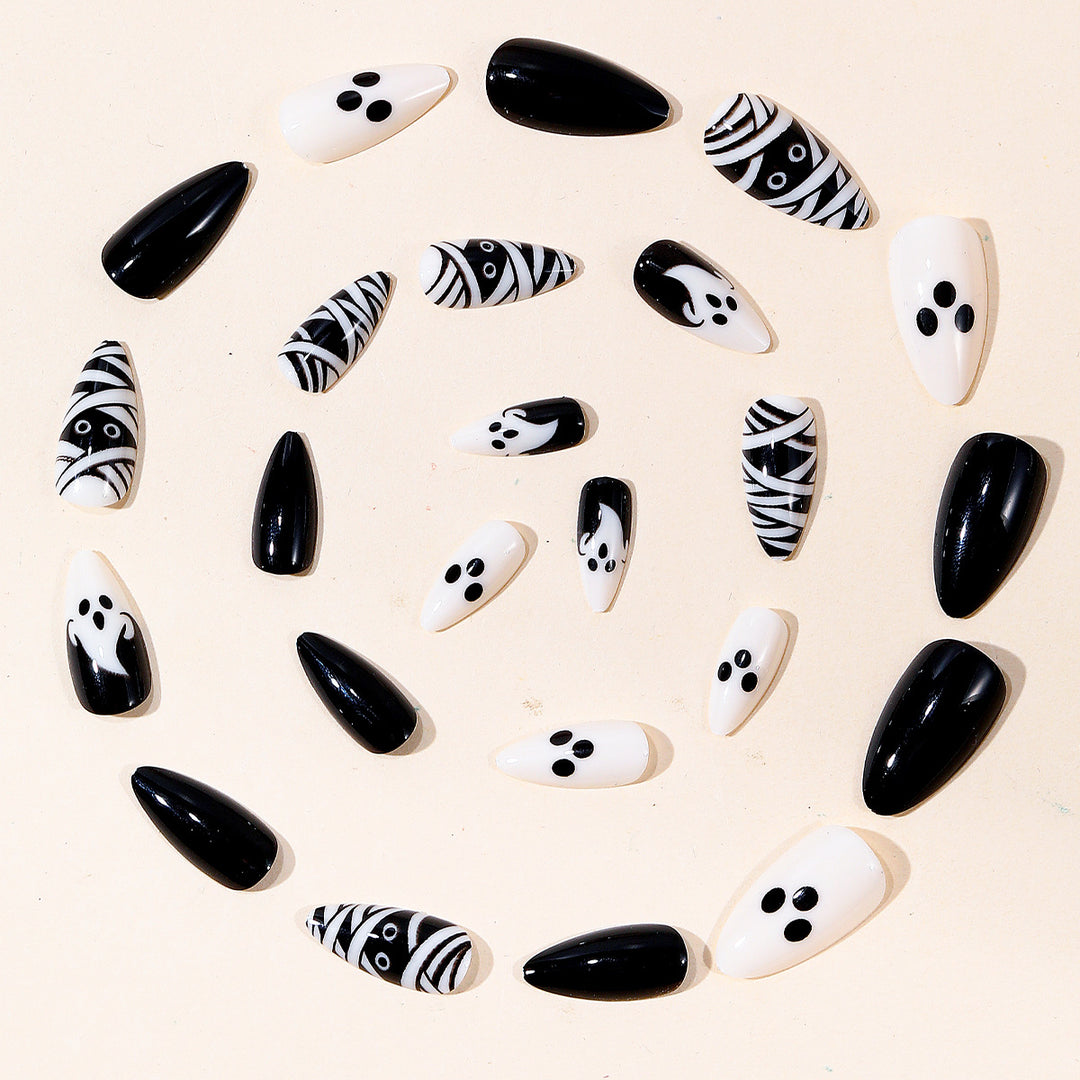 Halloween-Themed Ghost and Mummy Nail Art Stornfield