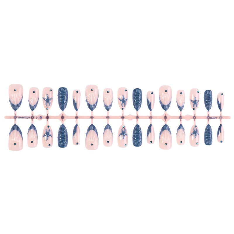 Artificial nail set with maritime shell and star motif Stornfield