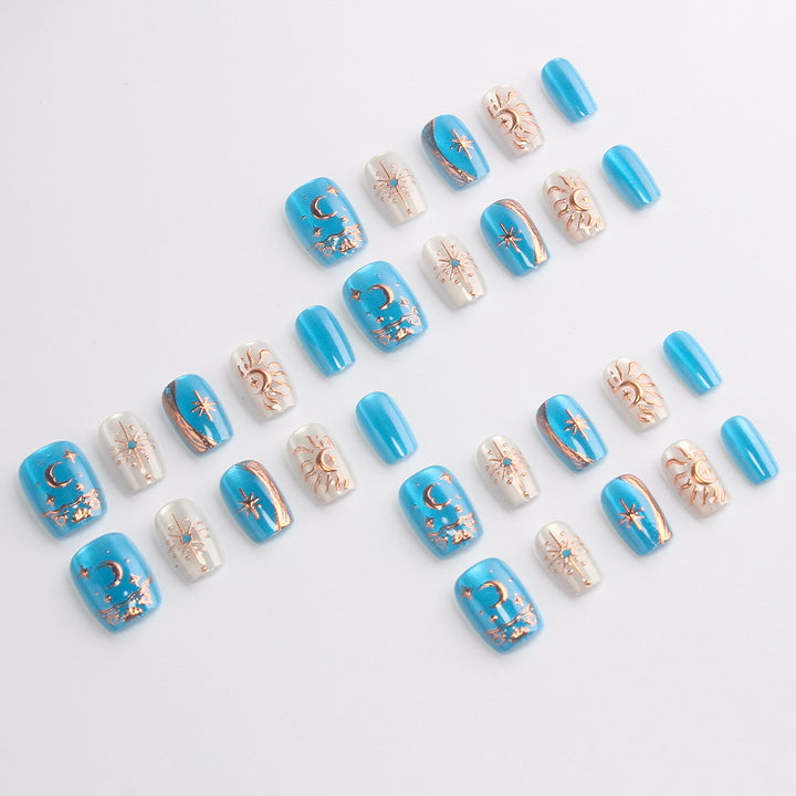 Celestial-Themed Press-On Nail Art Stornfield