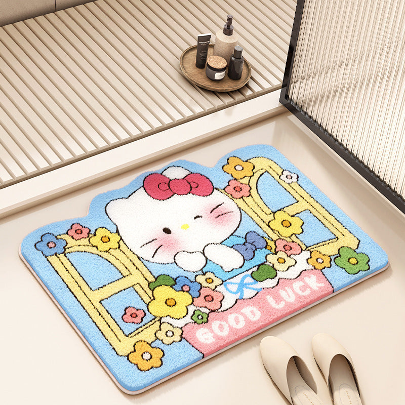 Cartoon Dog-Themed Plush Bath Rug for Bathroom