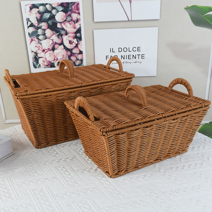 Handcrafted Woven Storage Basket with Lid Stornfield