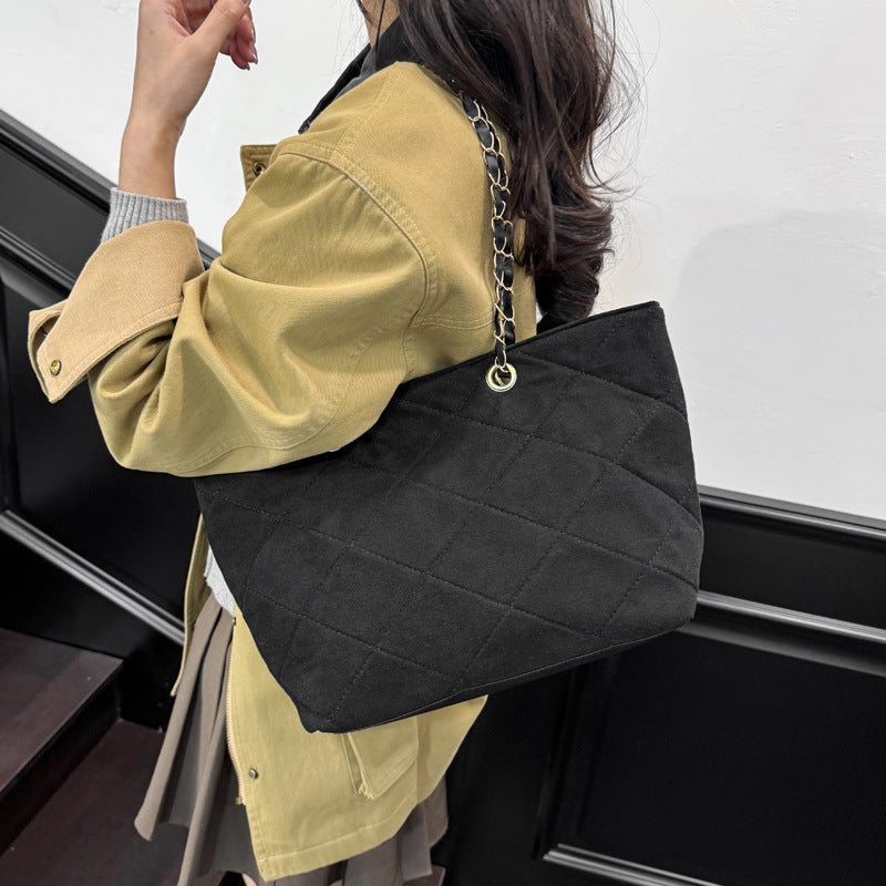 WoQuilted Suede Shopping Tote Stornfield