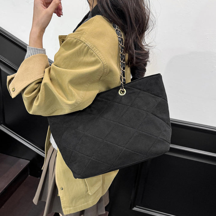 WoQuilted Suede Shopping Tote Stornfield