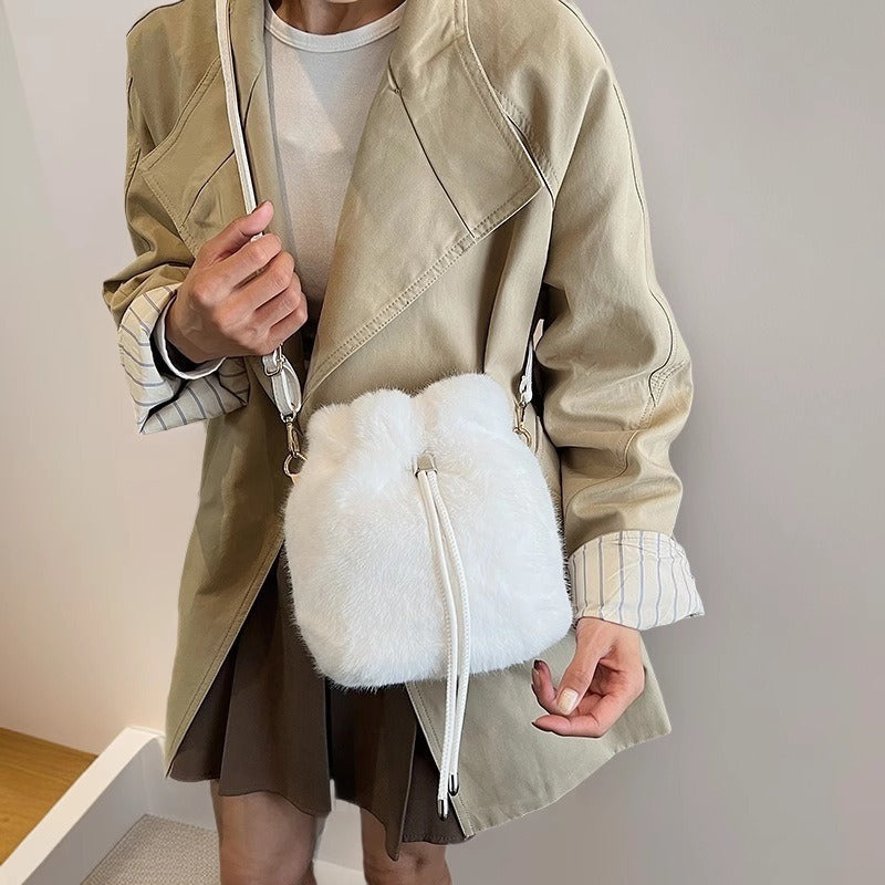 Plush Drawstring Mini Backpack