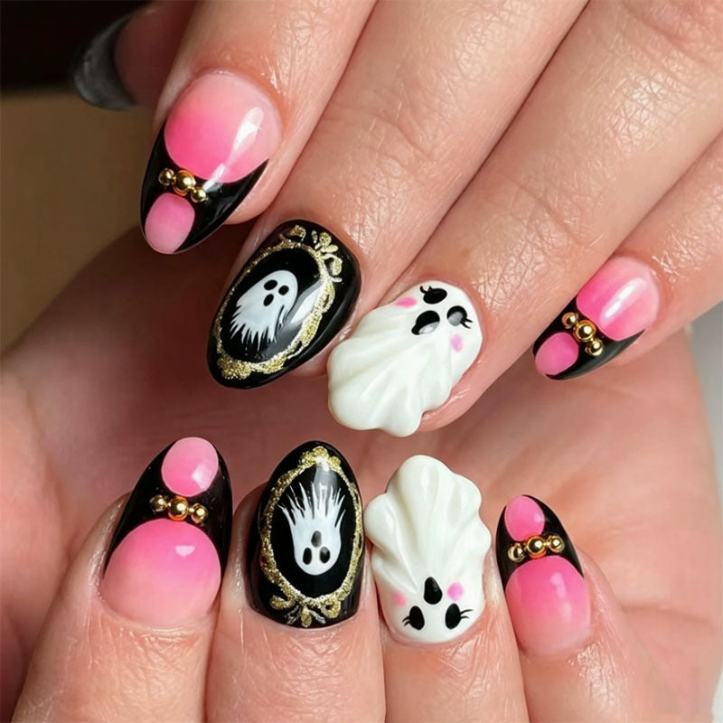 Artistic Halloween-Themed Press-On Nails  1791110893