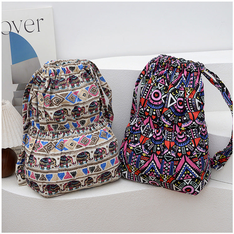 Drawstring Elephant Print Backpack Stornfield