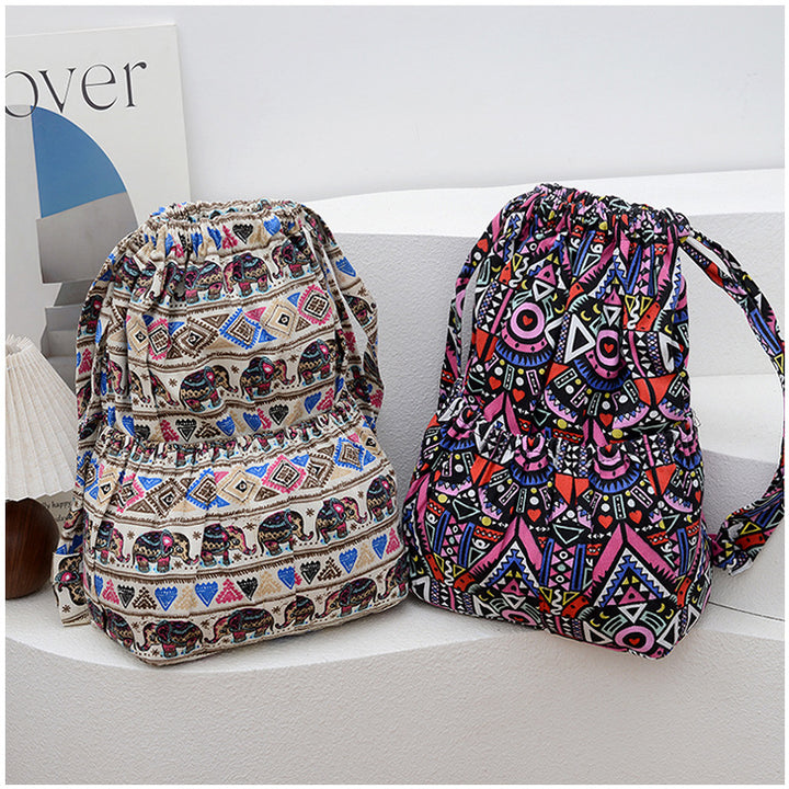 Drawstring Elephant Print Backpack Stornfield
