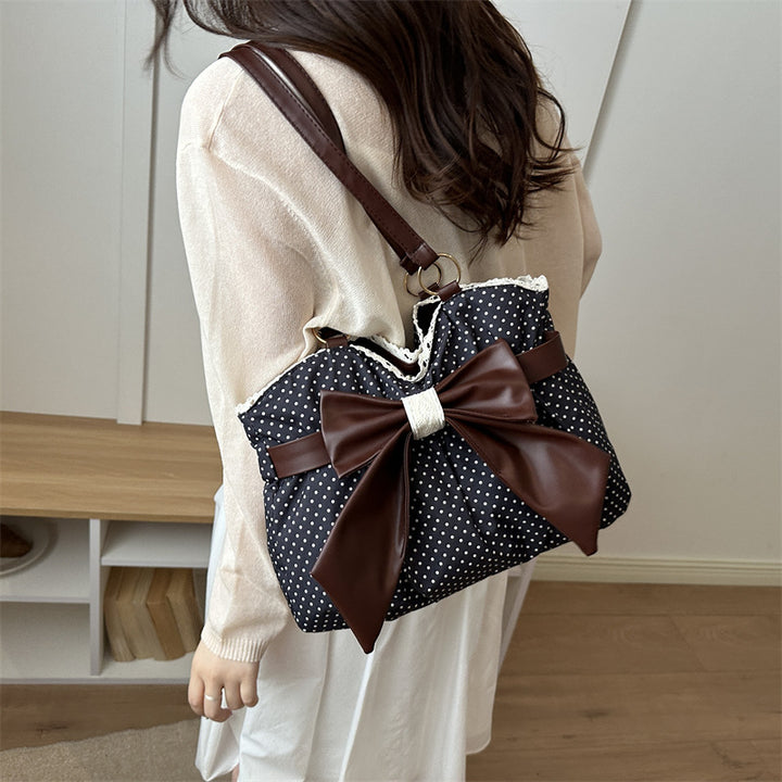 Polka Dot Bow Accent Handbag