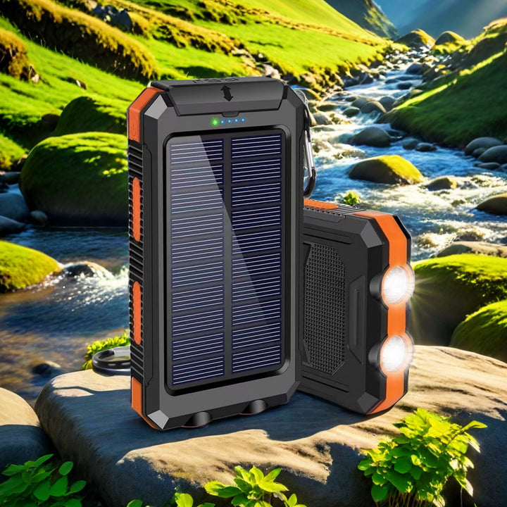 Solar Power Bank with Integrated LED Flashlight and Sturdy Design Stornfield