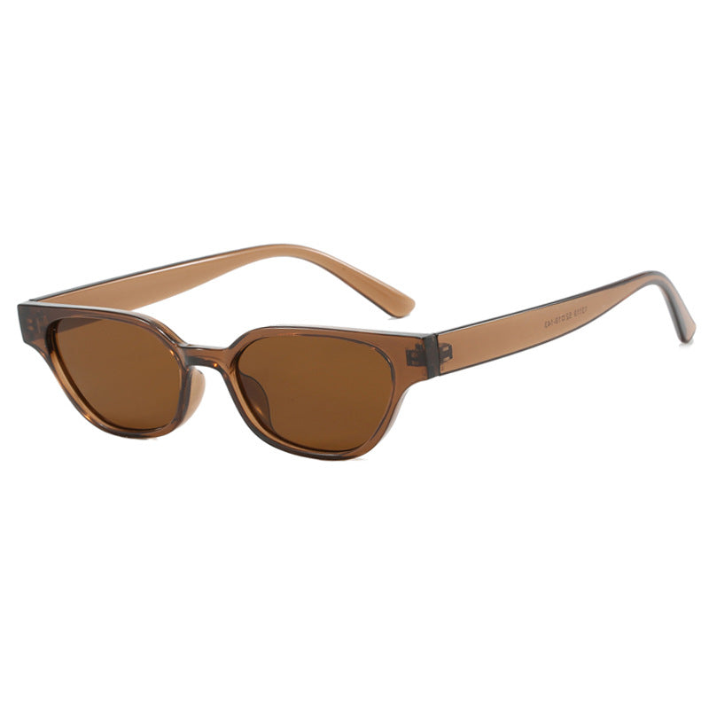 Women's fashionable sunglasses with curved frame and brown lenses Stornfield