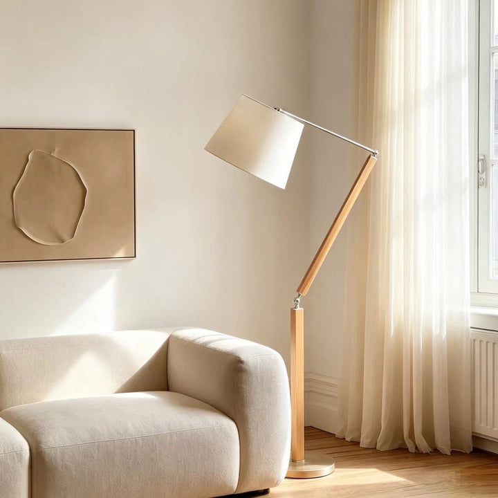 Adjustable Wooden Arc Floor Lamp