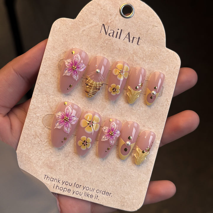 Decorative Floral Press-On Nail Set Stornfield