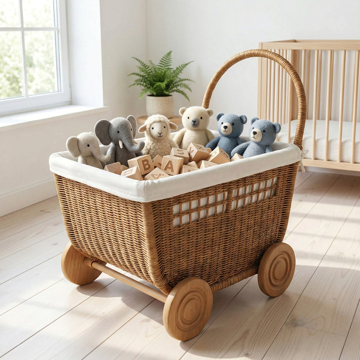Vintage Woven Storage Cart Stornfield