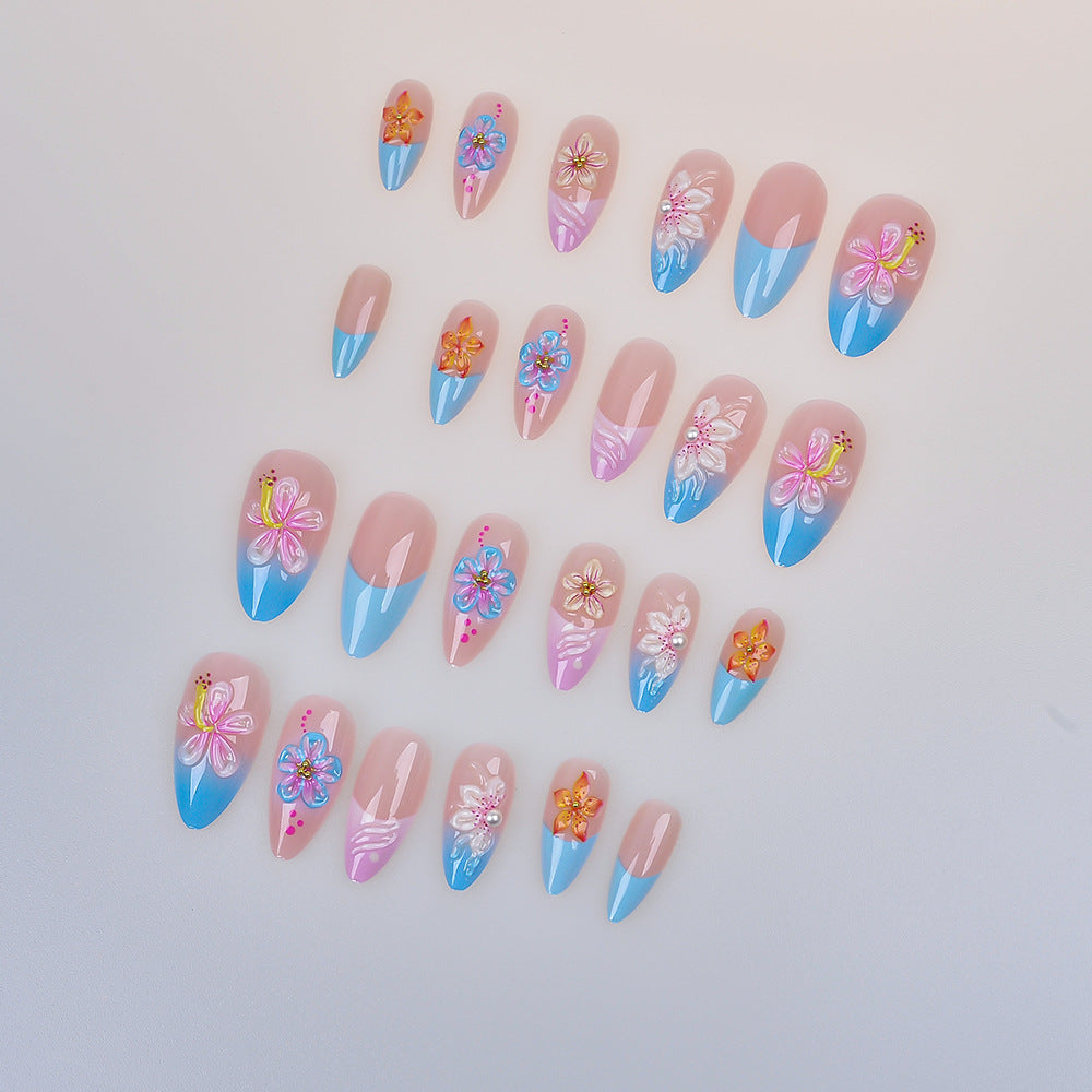 Artistic Floral-Designed Press-On Nail Set Stornfield