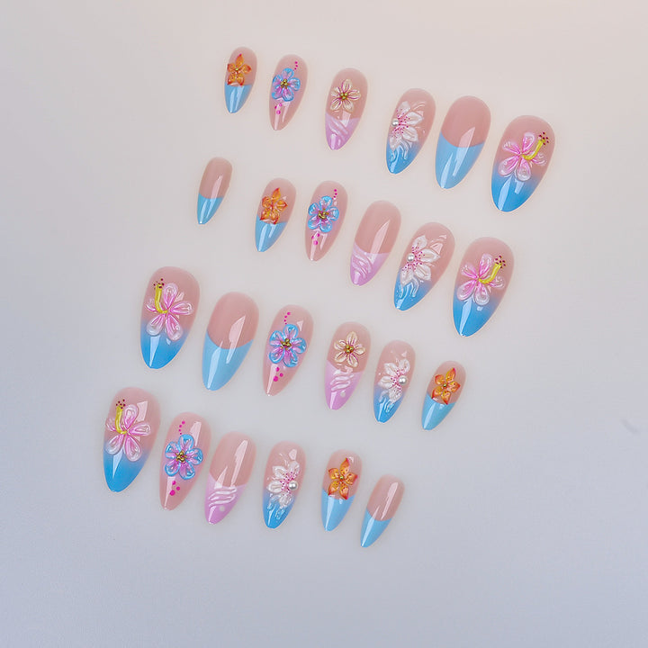 Artistic Floral-Designed Press-On Nail Set Stornfield
