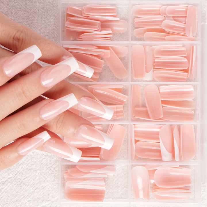 Premium Long-Length French Tip Press-On Nail Set Stornfield