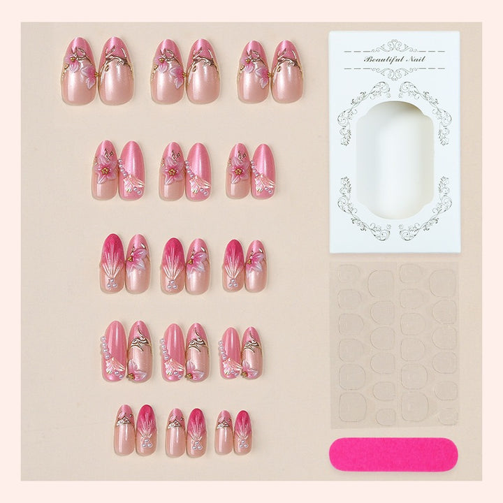 Artificial Nail Set with Floral and Glitter Designs Stornfield