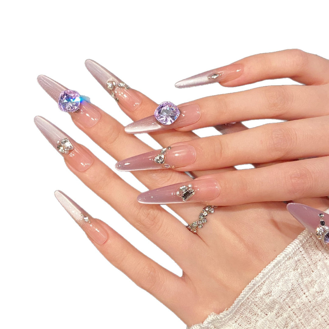 Premium Rhinestone-Decorated Press-On Nail Set