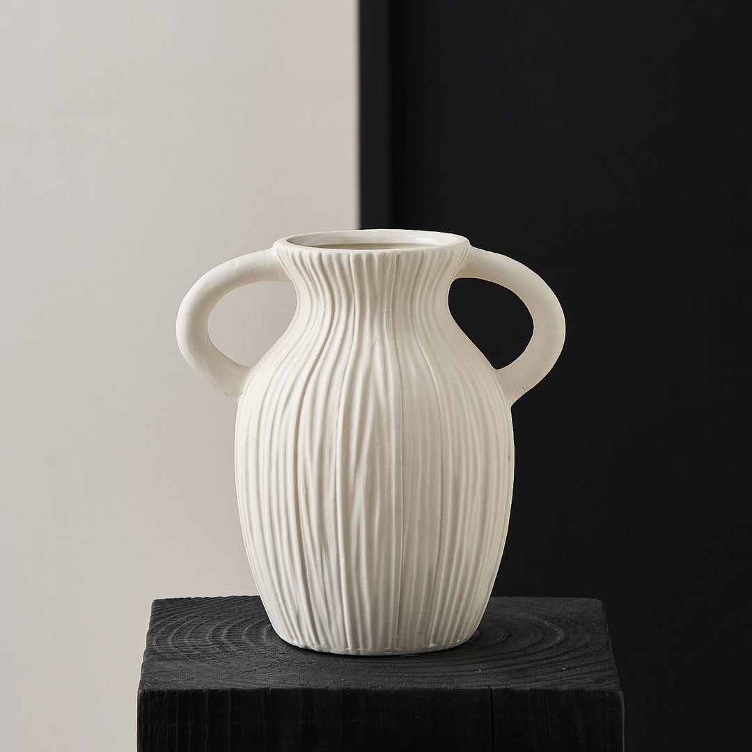 Decorative ceramic vase with artistic ribbed pattern Stornfield