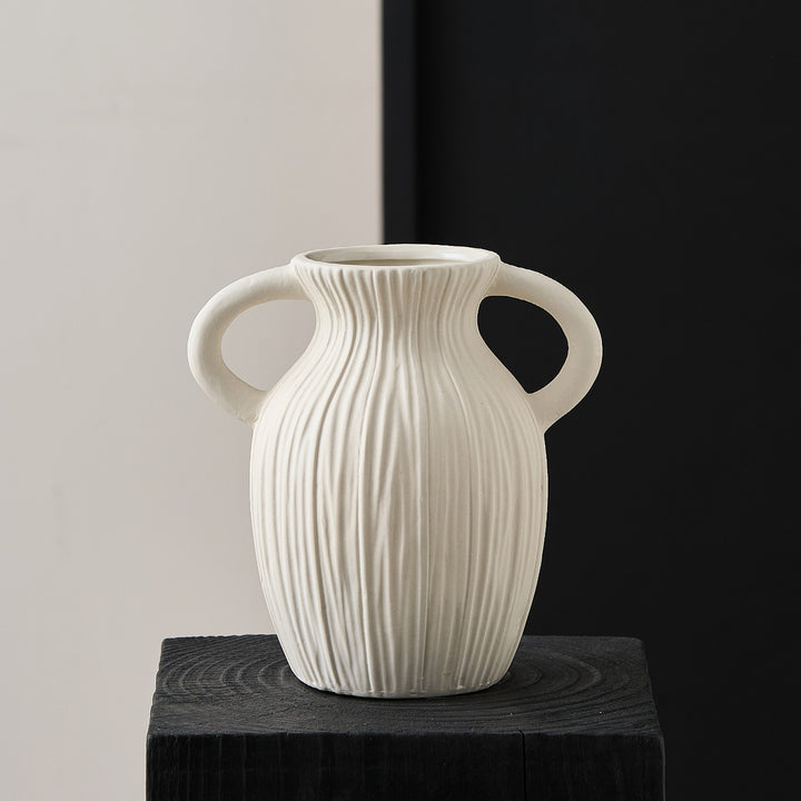 Decorative ceramic vase with artistic ribbed pattern Stornfield