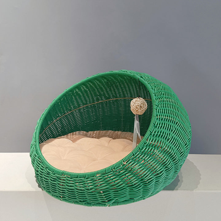 Cozy cat bed made of woven natural material Stornfield