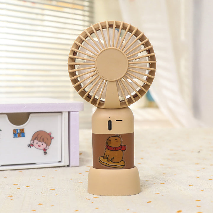 Unisex nan portable rechargeable mini table fan with LED mood light, silent motor, and USB charging function Stornfield