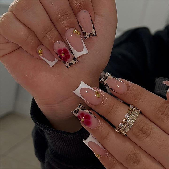 Artistic Floral and Animal Print Press-On Nail Art Stornfield