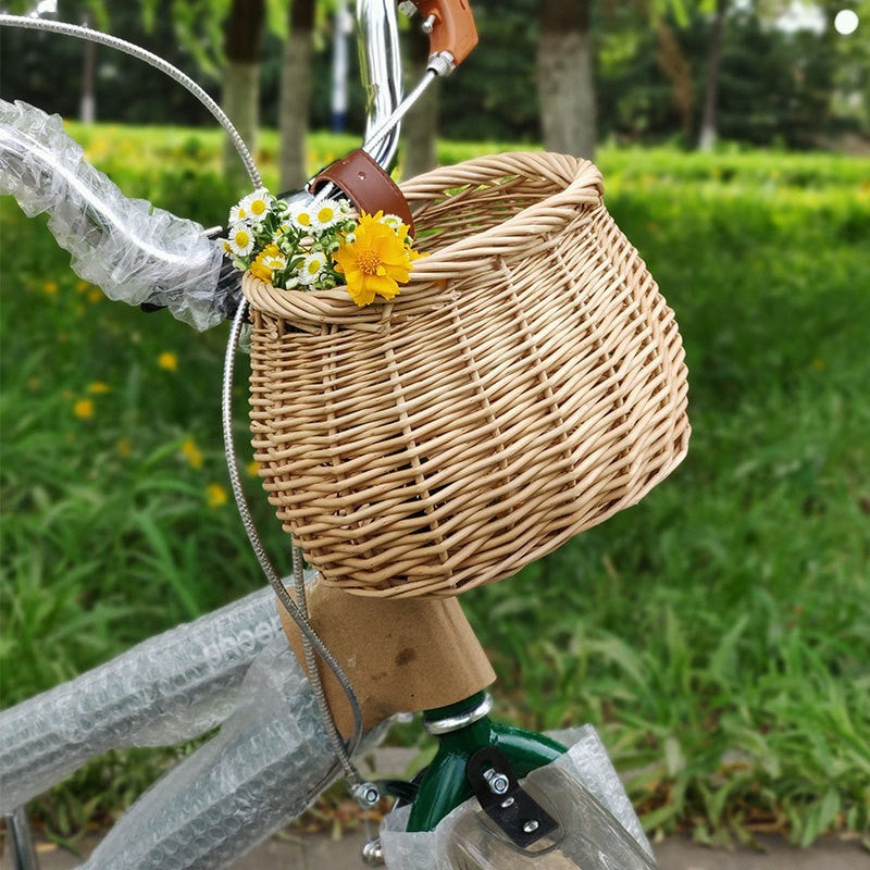 Women's Handmade Bicycle Basket with Leather Handles Stornfield