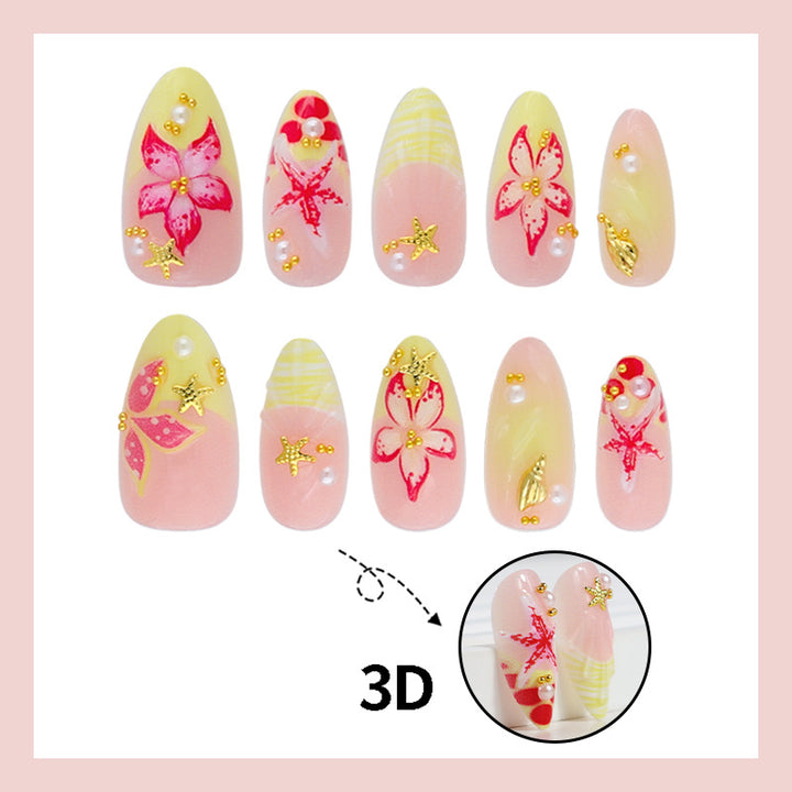 Artificial nail set with tropical motifs Stornfield