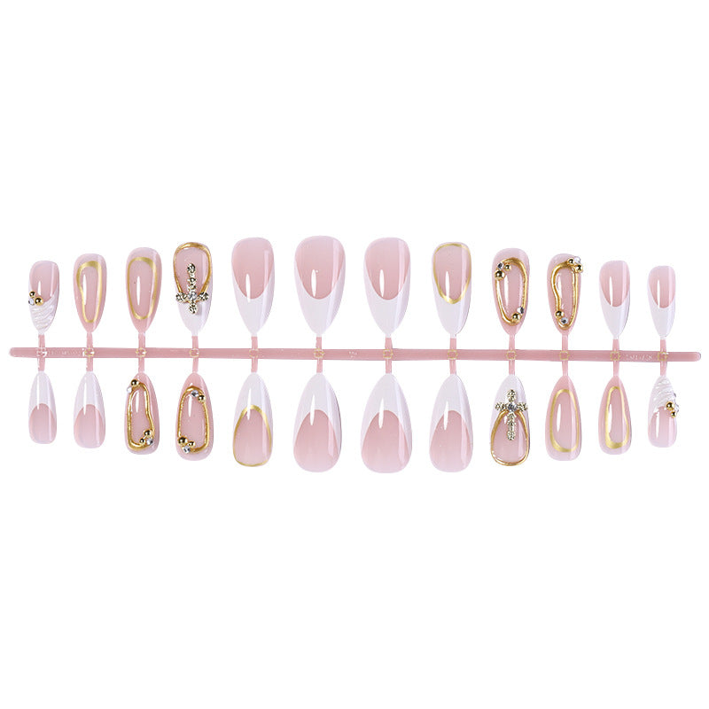 Artistic Press-On Nail Set with Elegant Design Accents Stornfield