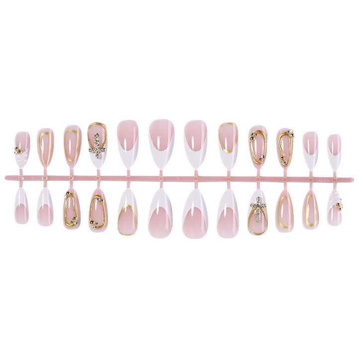 Artistic Press-On Nail Set with Elegant Design Accents Stornfield