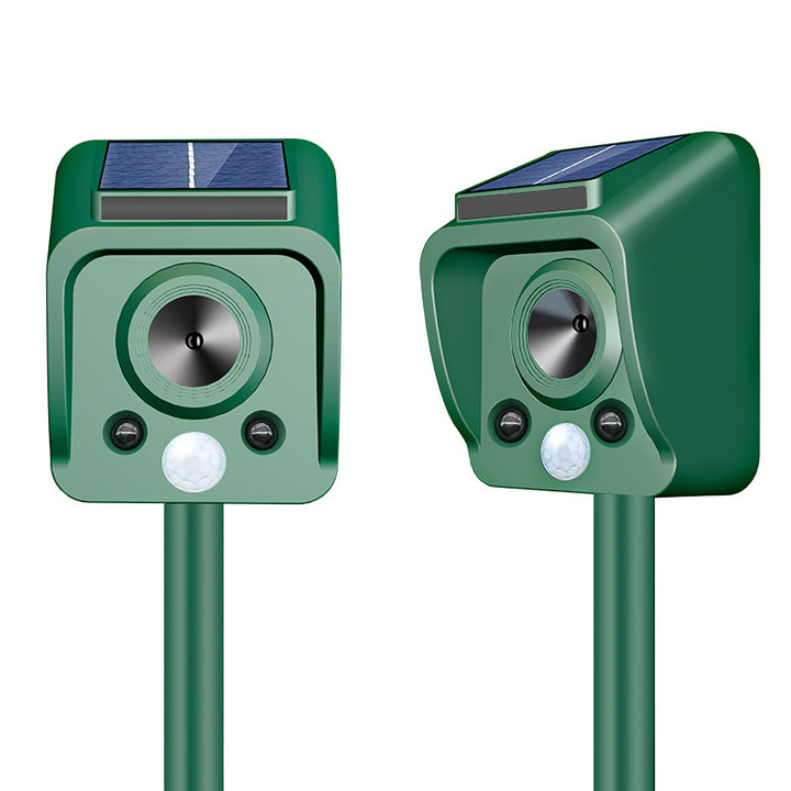 Solar-powered high-frequency animal repellent device Stornfield