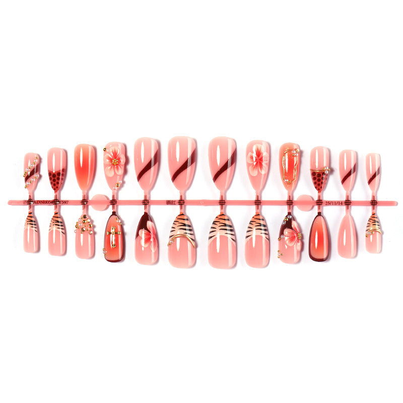 Creative nail art set with floral and glamorous accents Stornfield