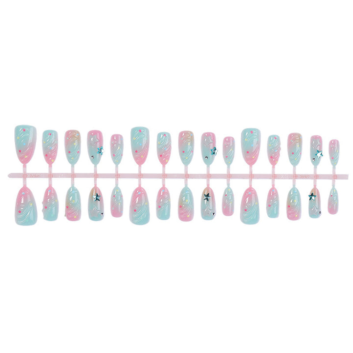Acrylic nail set with creative star and gradient designs Stornfield