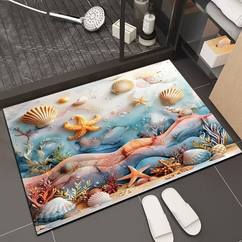 Reflective Floral Bath Mat