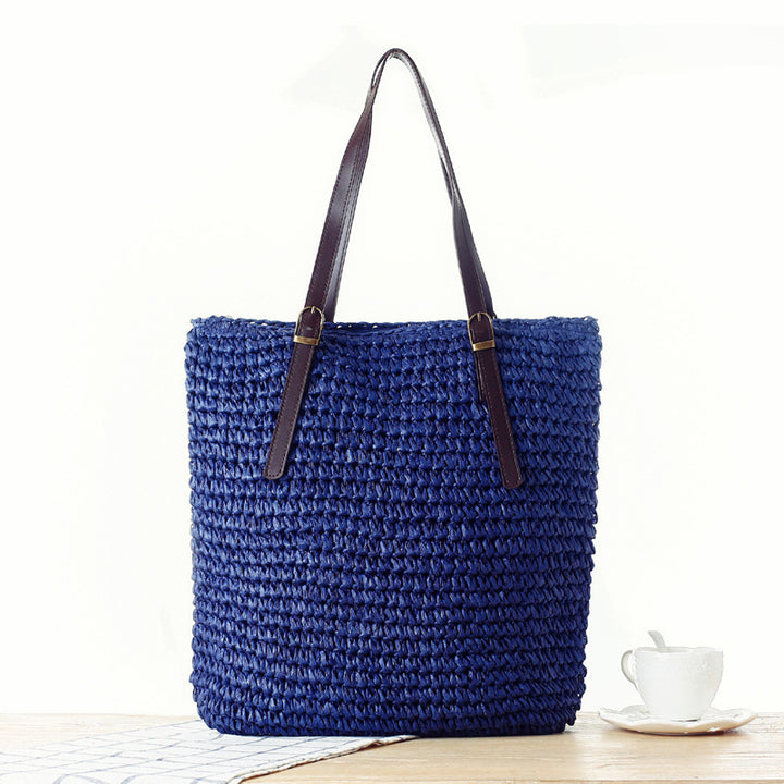Braided Beach Bag with Sturdy Leather Handles Stornfield
