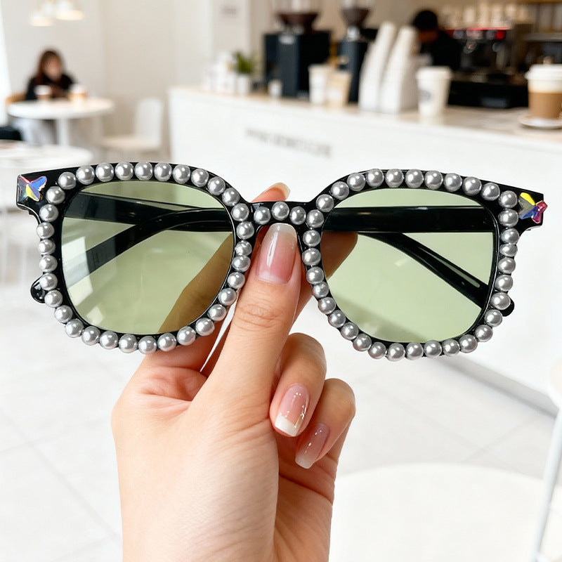 Luxury Pearl-Embellished Cat-Eye Sunglasses Stornfield