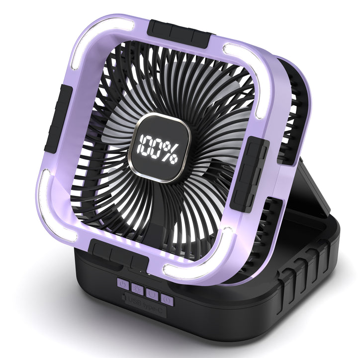 Solar-Powered Camping Fan with LED Light Stornfield