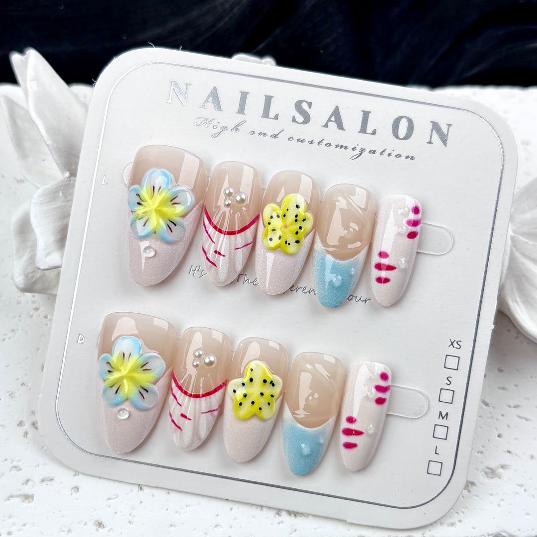 Artistic Floral-Embellished Press-On Nail Kit