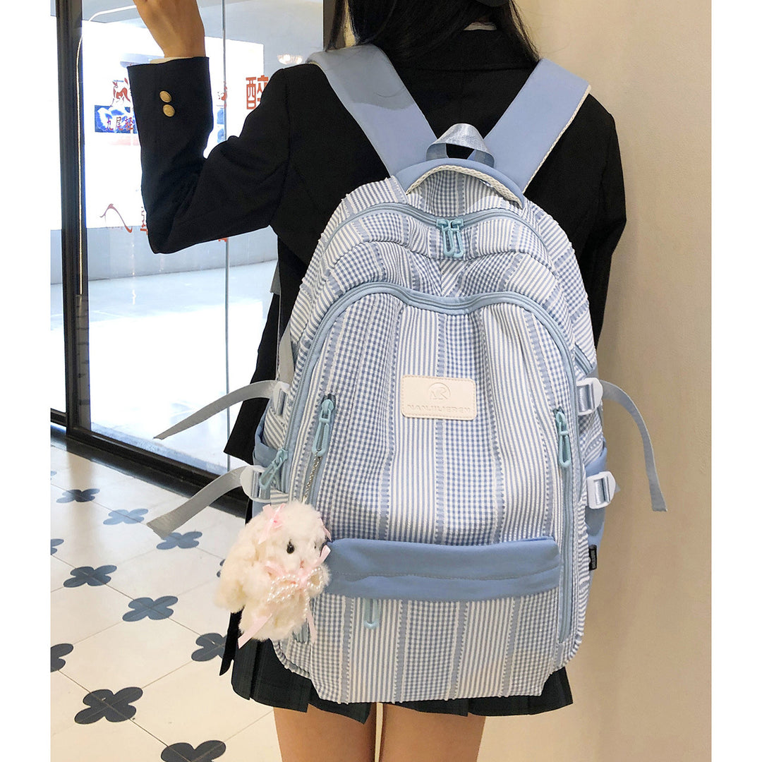 Striped Backpack with Keychain Charm Stornfield