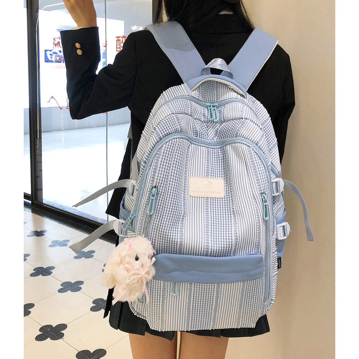 Striped Backpack with Keychain Charm Stornfield