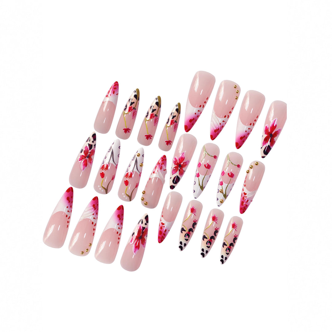 Floral Design Stiletto Press-On Nail Art Stornfield