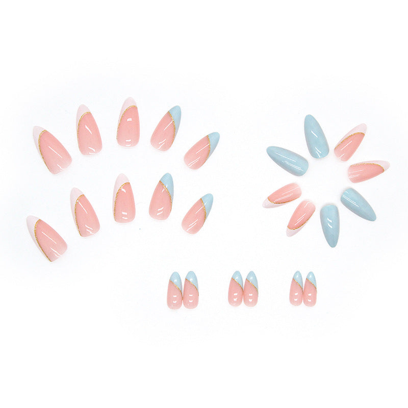 Elegant Stiletto Press-On Nails Set with Gold Accent Stornfield