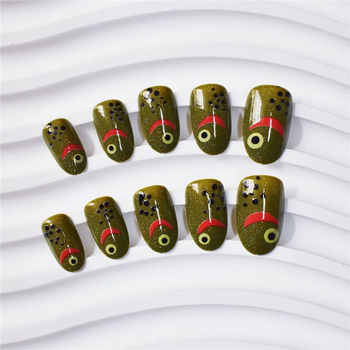 Fashionable Matte Finish Press-On Nails with Metallic Stripes Stornfield